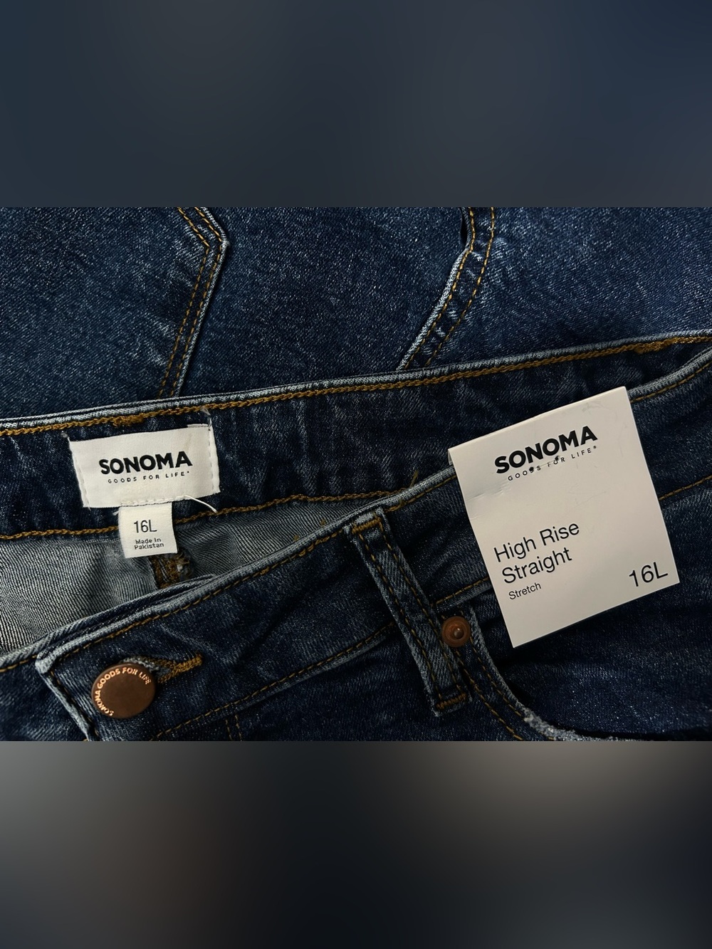 New! Sonoma Goods For Life High Rise Straight Leg Jeans Womens Size 16 Long - Picture 4 of 6